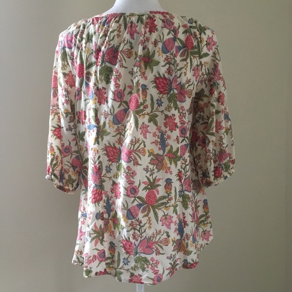 Lucky Brand Pink Floral Boho Peasant Blouse small - Picture 6 of 8